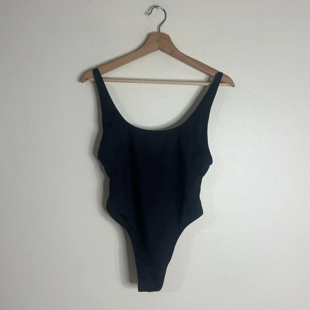 Black Scoop Neck One-Piece Swimsuit - Women's Swim